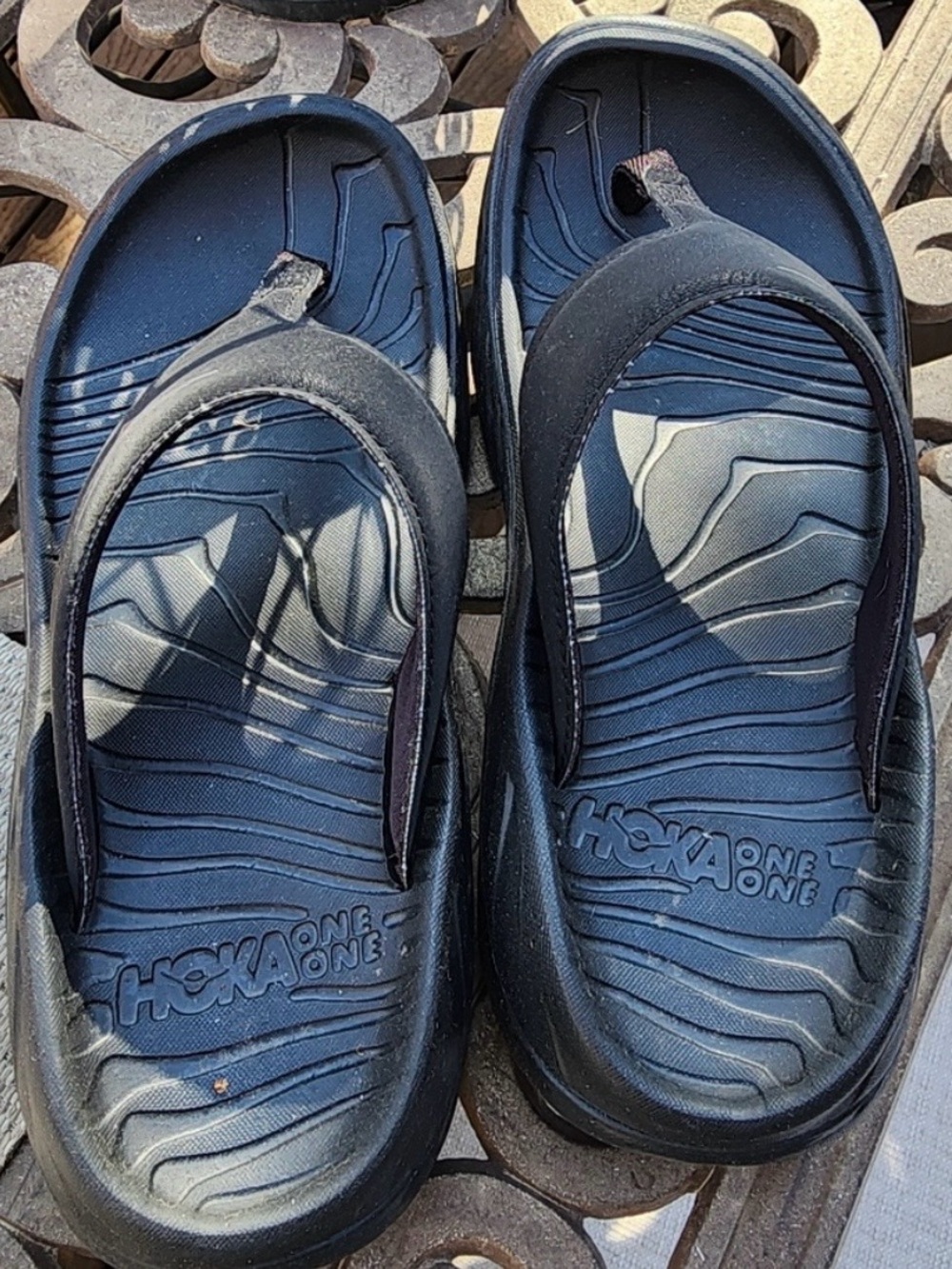 Hoka One One Black Foam Slide Sandals